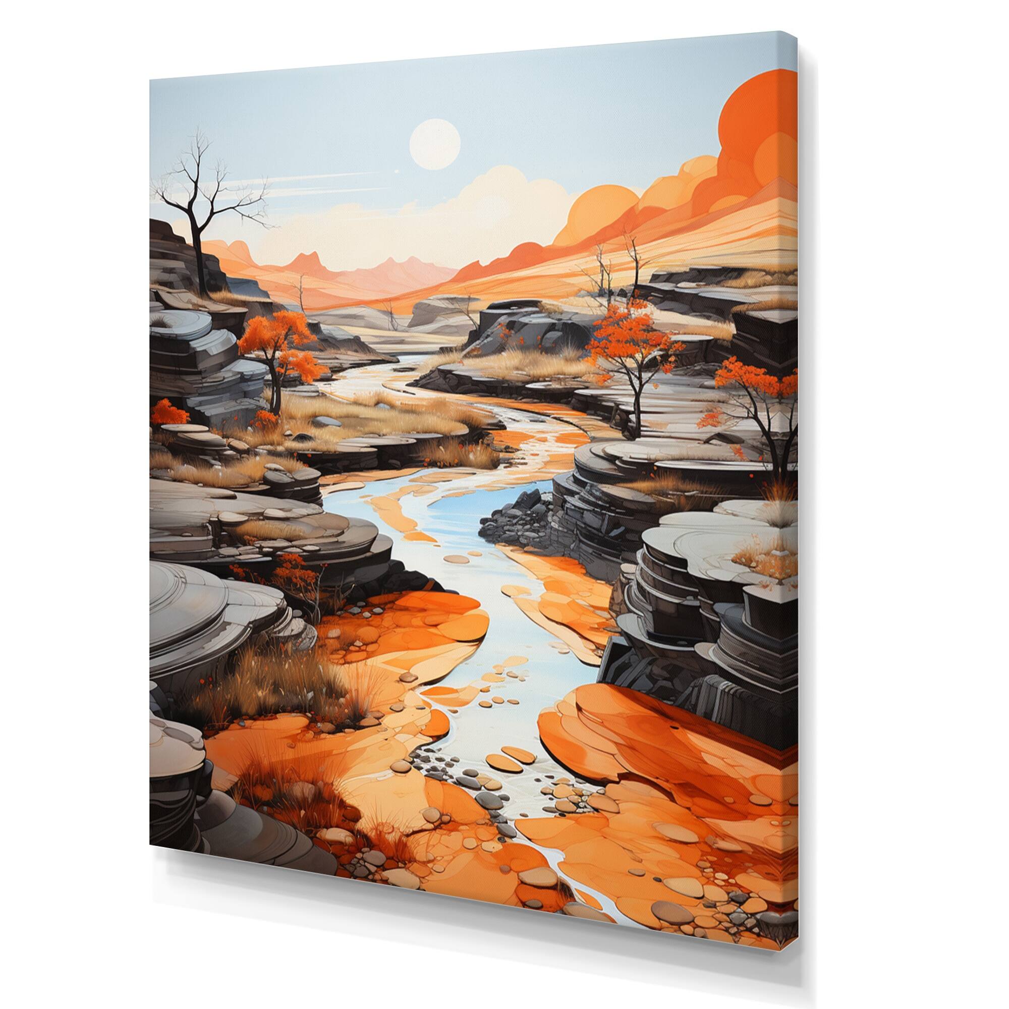 Designart "Meandering River Endless Journey II" Landscape Lake River